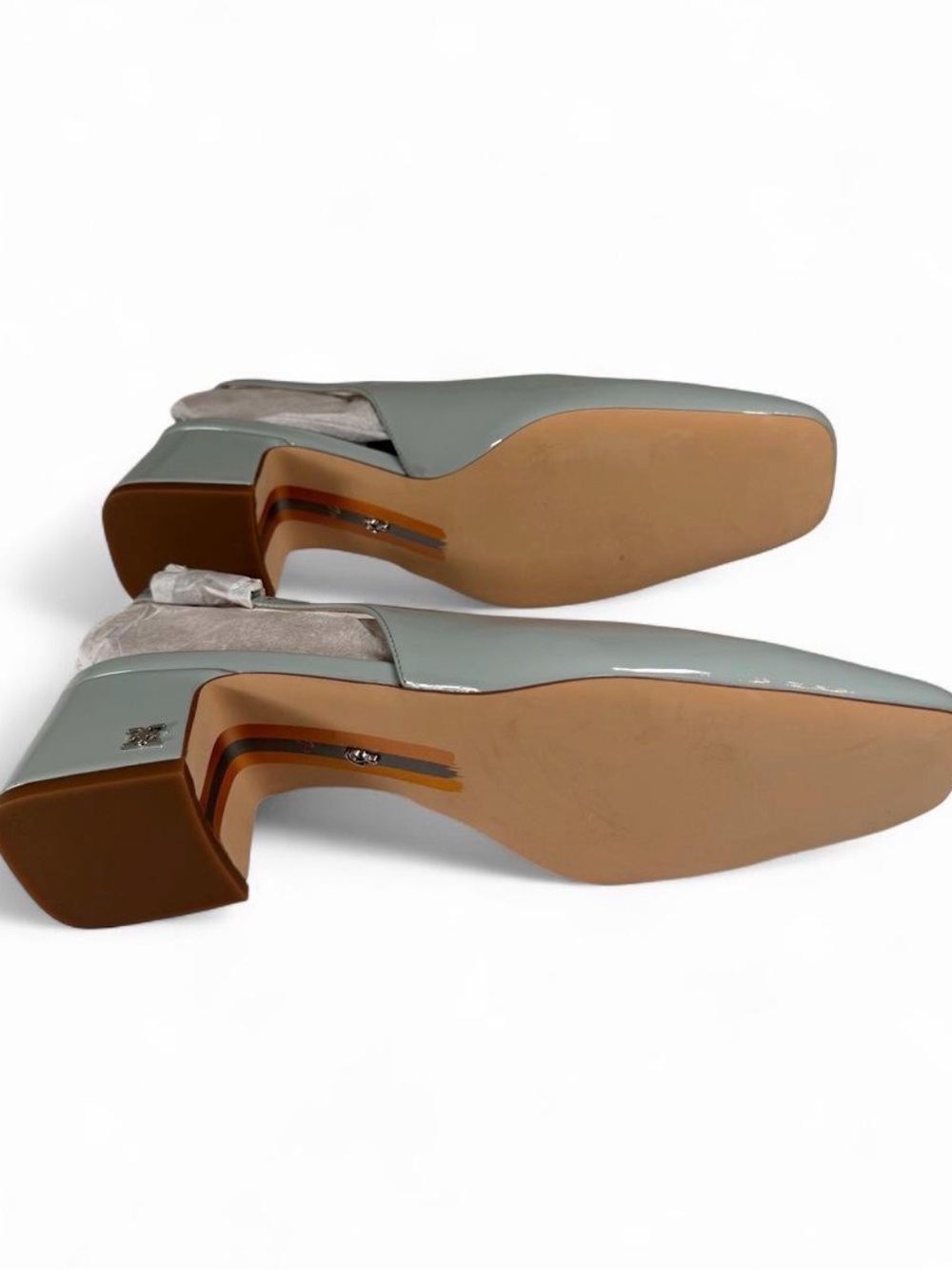 Sam Edelman Terra Seamfoam Blue Patent Slingback Block Heels - Picture 8 of 8